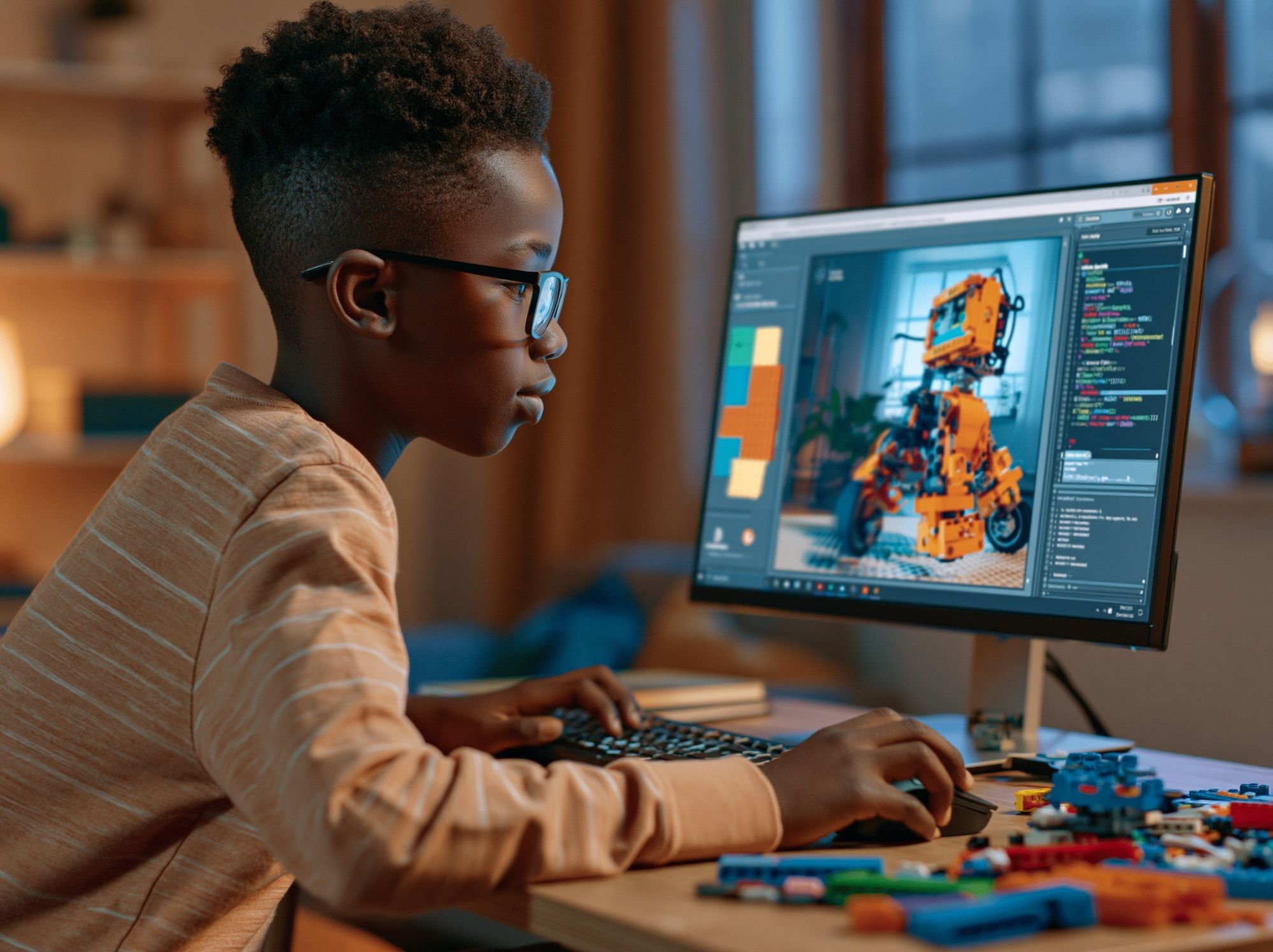 Young Coder at Work Photography Poster. poster detail