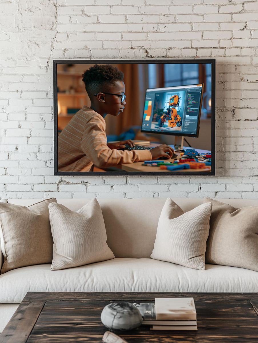 Young Coder at Work Photography Poster. room preview