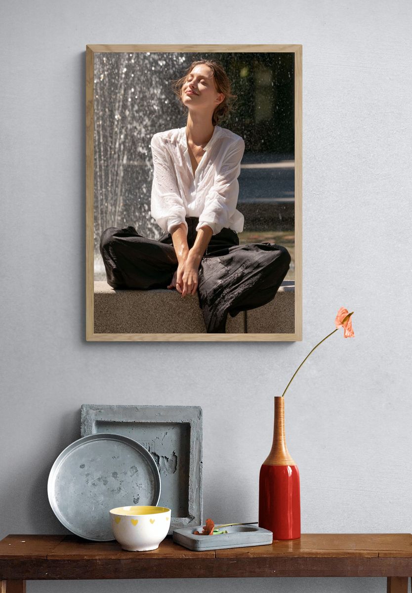 Meditative Fountain Portrait Print. — room view 3