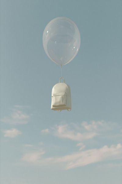 Floating Backpack Sky Photography Poster.