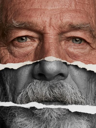 Torn Portrait Collage Photography Poster. poster