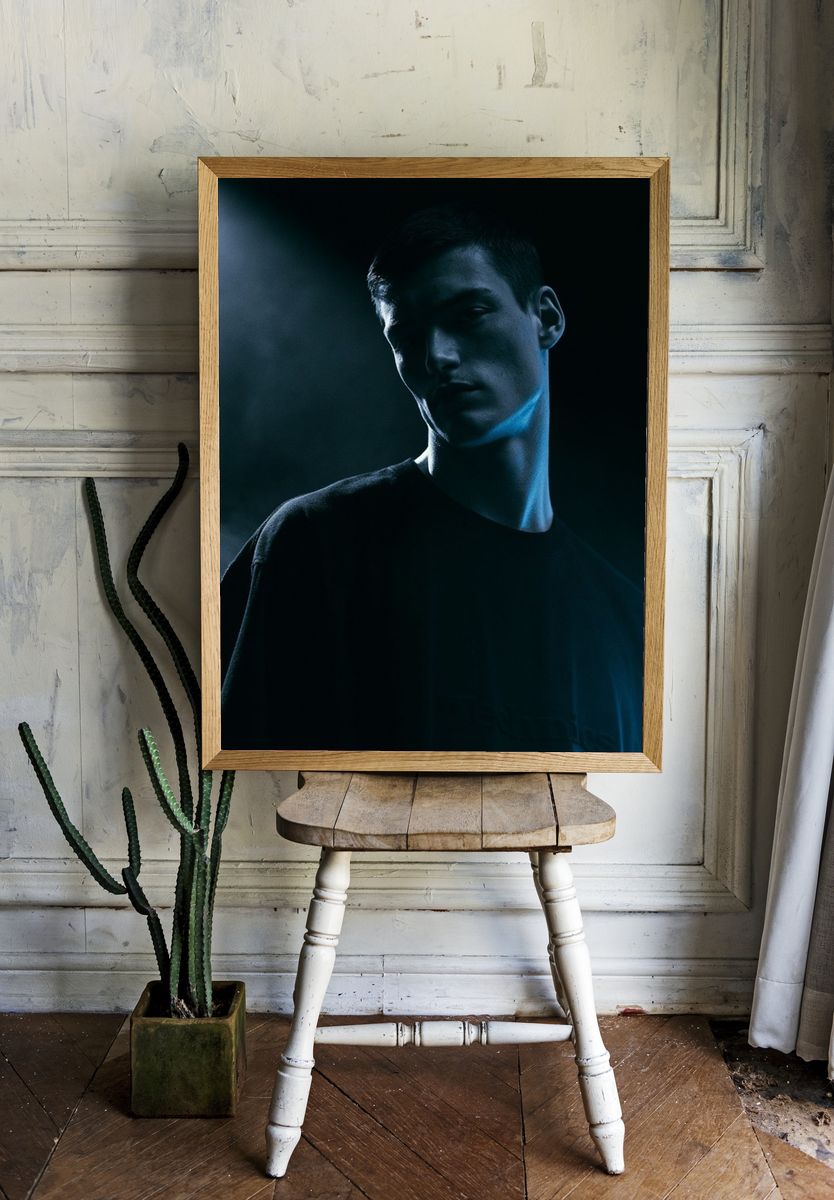 Blue Shadow Portrait Poster. — room view 1