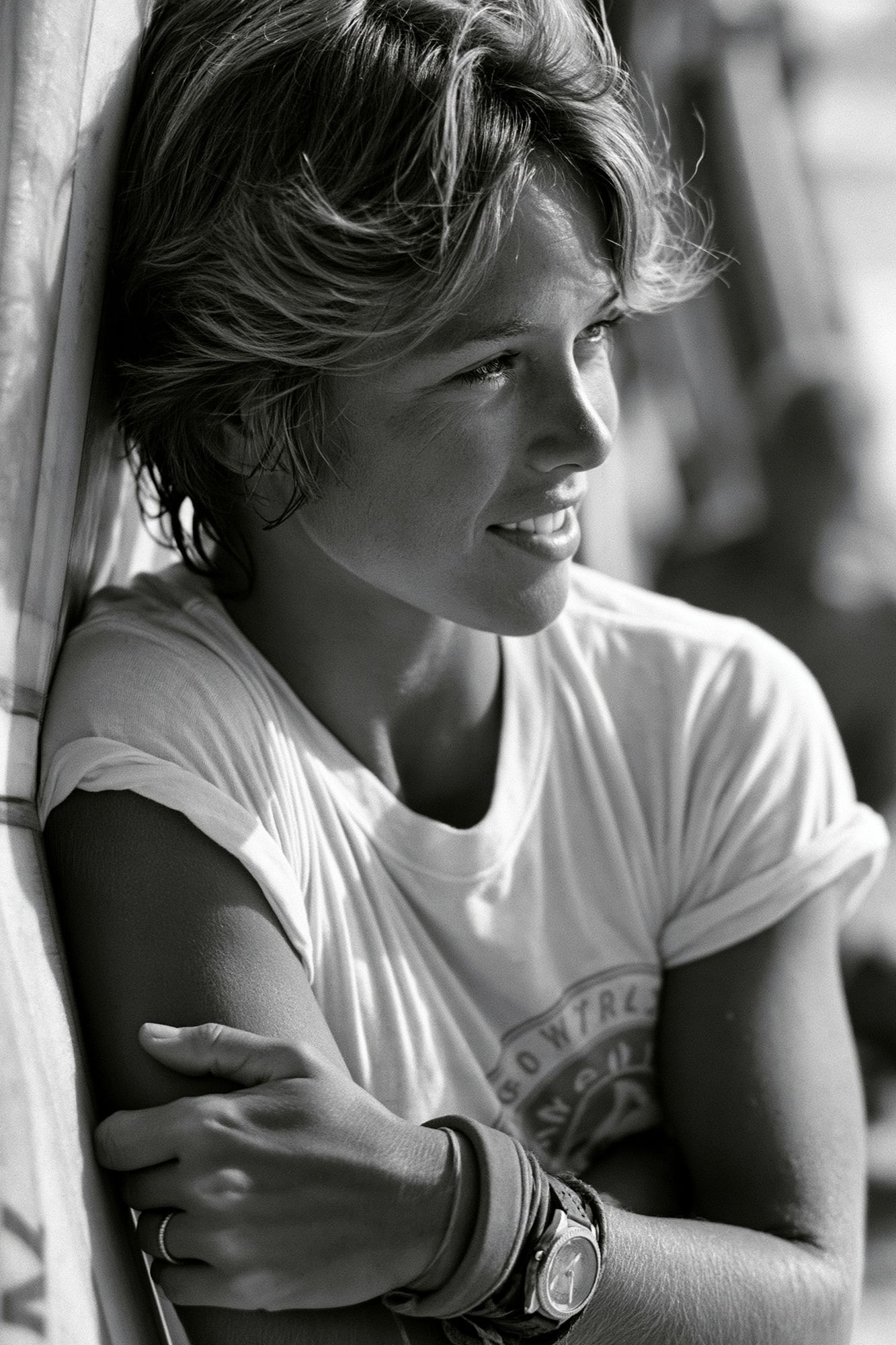 Smiling Woman Portrait Black-White Poster. poster — photography art