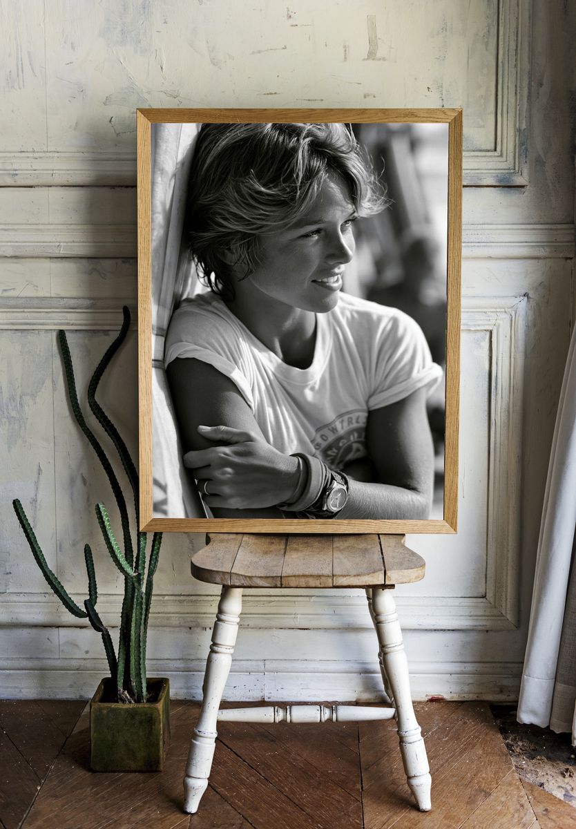 Smiling Woman Portrait Black-White Poster. room preview