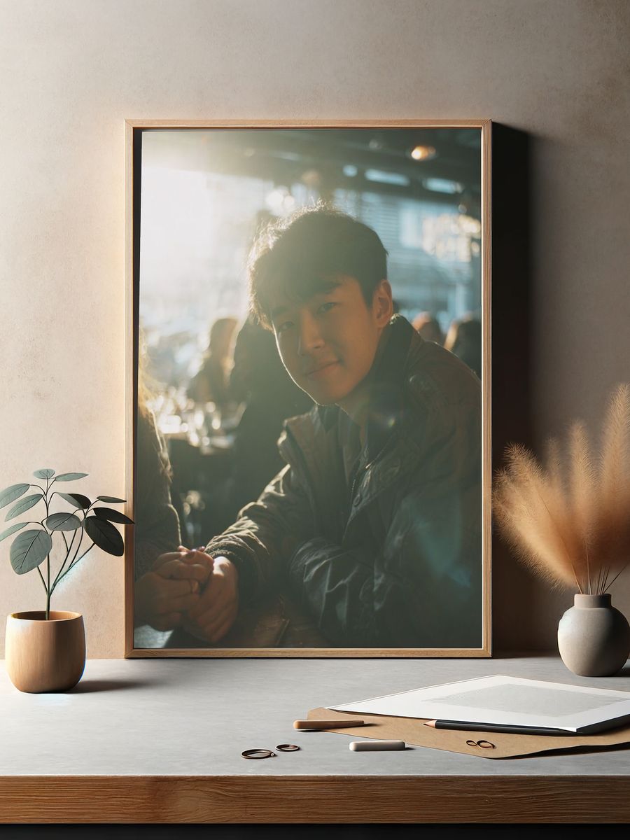 Sunlit Café Portrait Poster. — room view 2