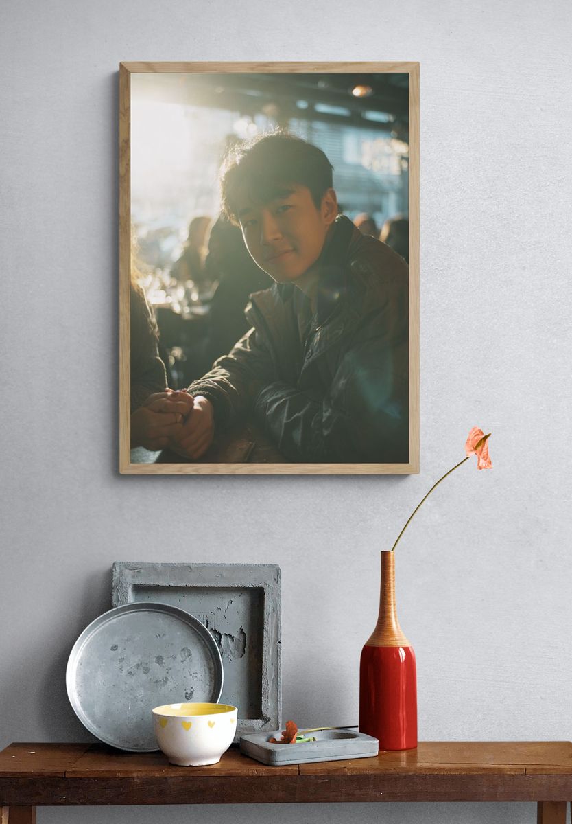 Sunlit Café Portrait Poster. — room view 3