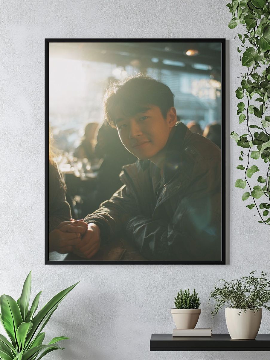 Sunlit Café Portrait Poster. — room view 4