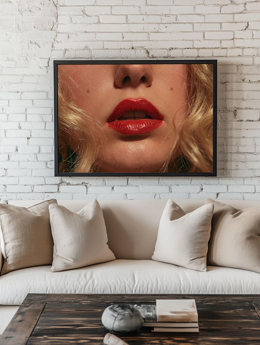 Red Lips Glamour Photography Poster. — room view 1