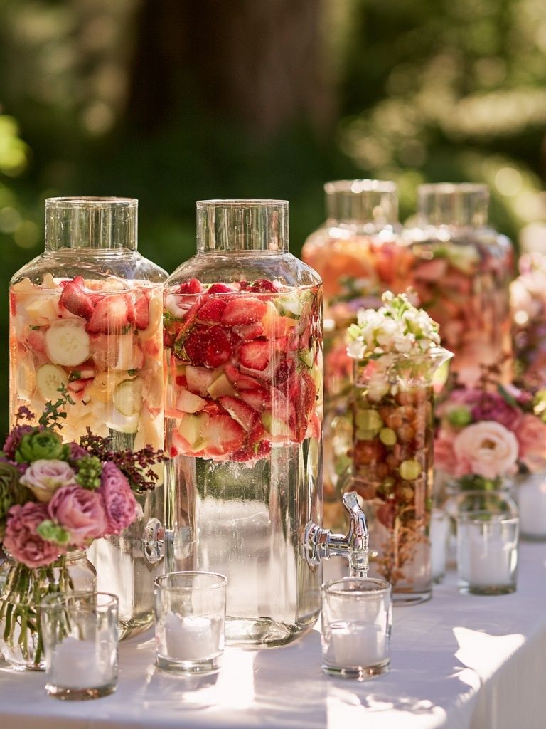 Elegant Fruit Infused Drink Table Photography Poster. poster detail