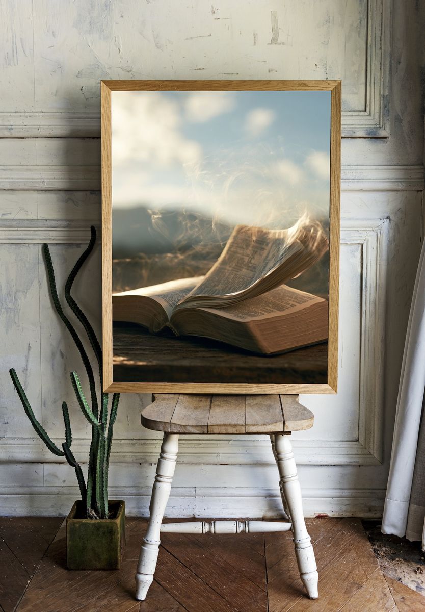 Floating Book Photography Poster. room preview