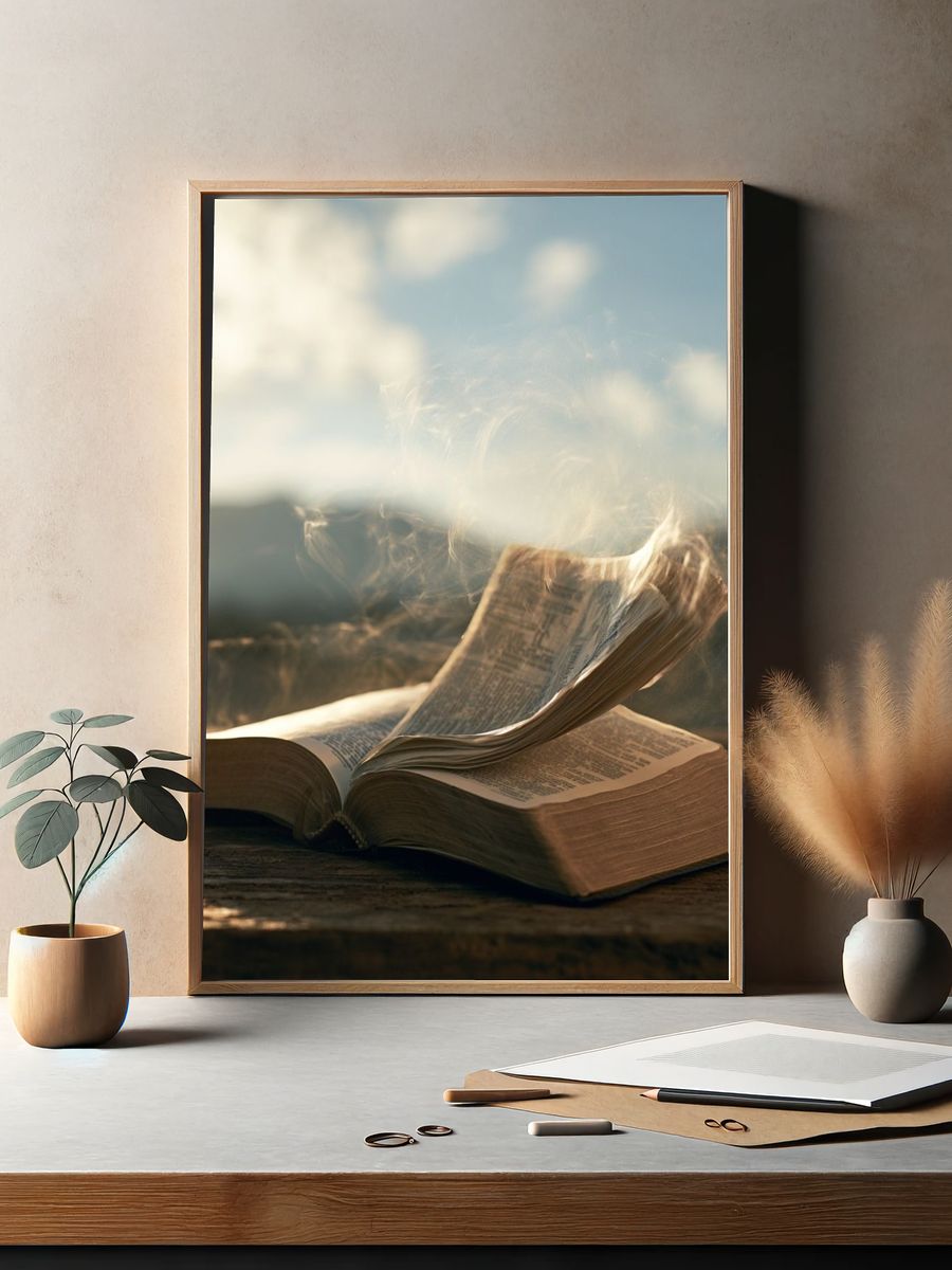 Floating Book Photography Poster. — room view 2