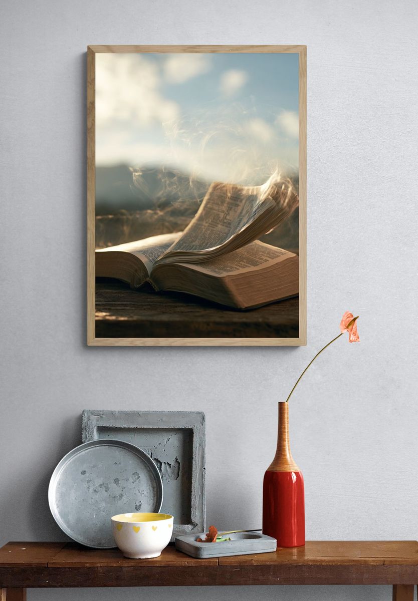 Floating Book Photography Poster. — room view 3