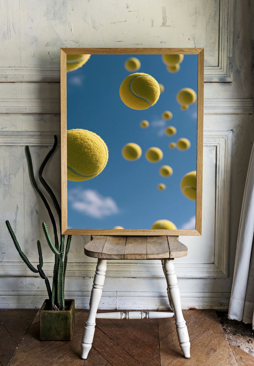 Floating Tennis Balls Photography Poster. room preview