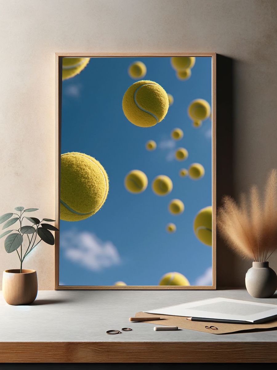 Floating Tennis Balls Photography Poster. — room view 2