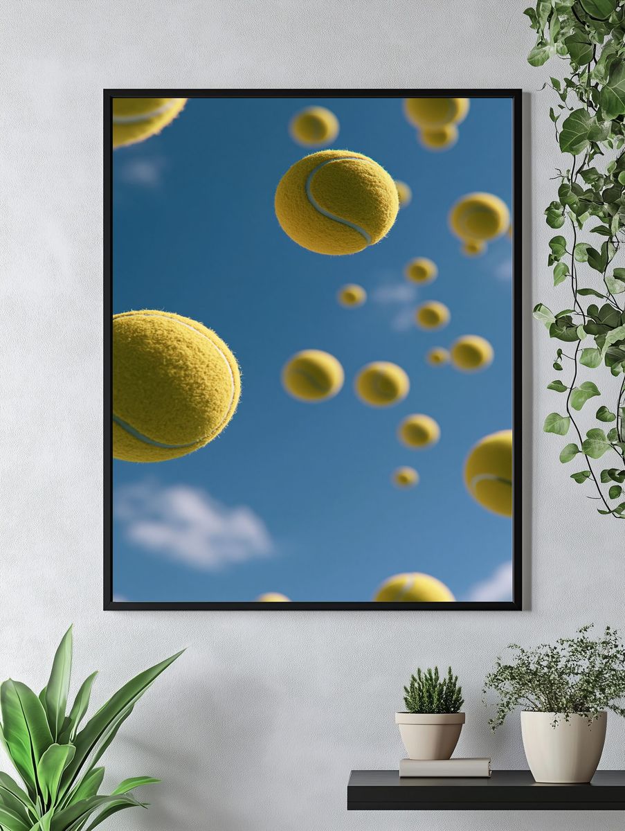 Floating Tennis Balls Photography Poster. — room view 4