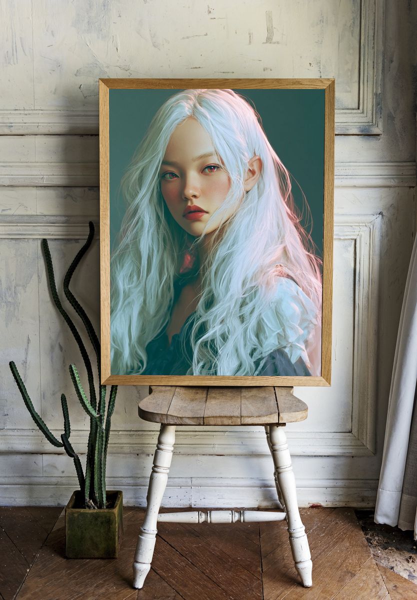White-Haired Portrait Photography Poster. — room view 1