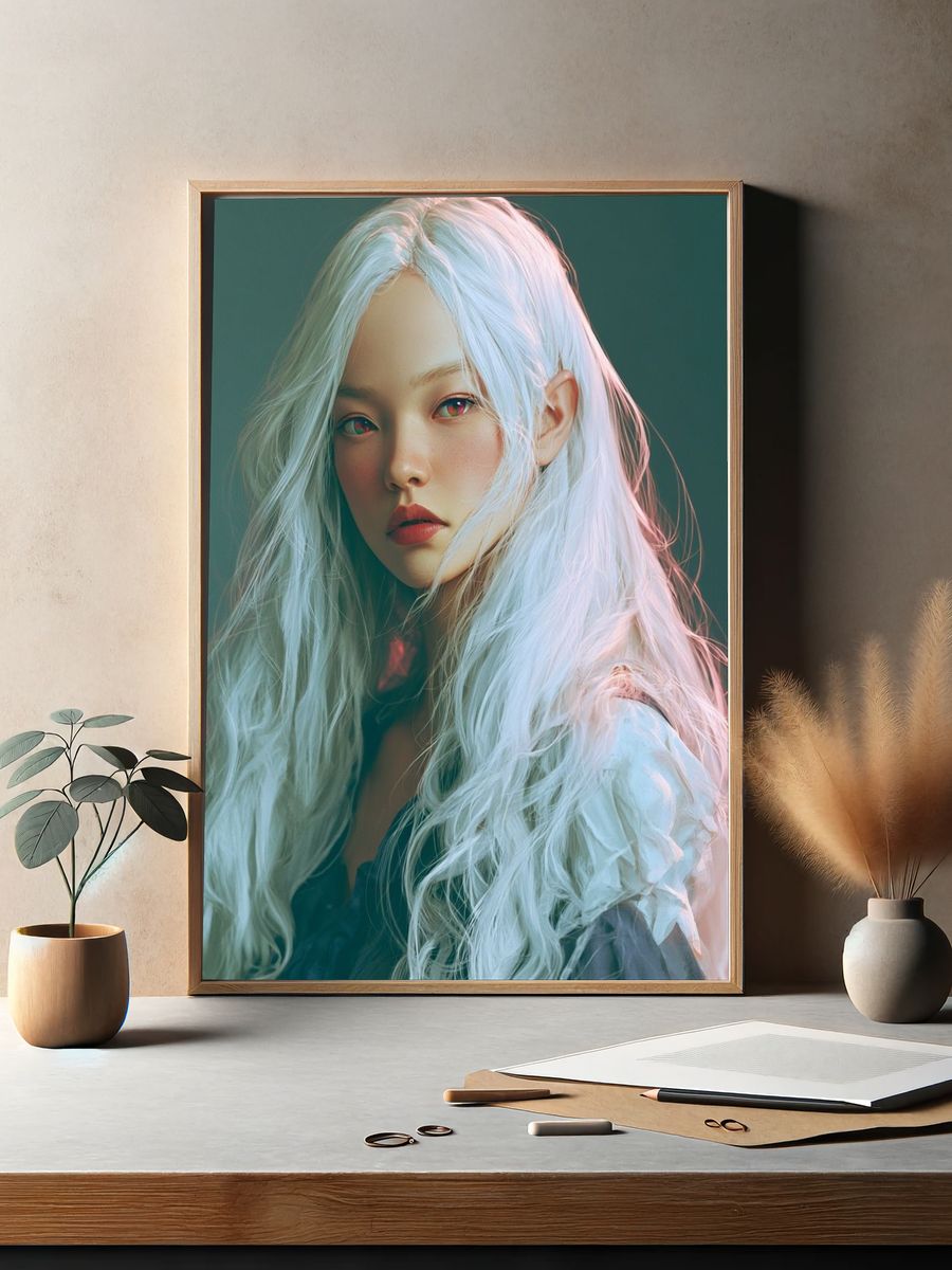 White-Haired Portrait Photography Poster. — room view 2