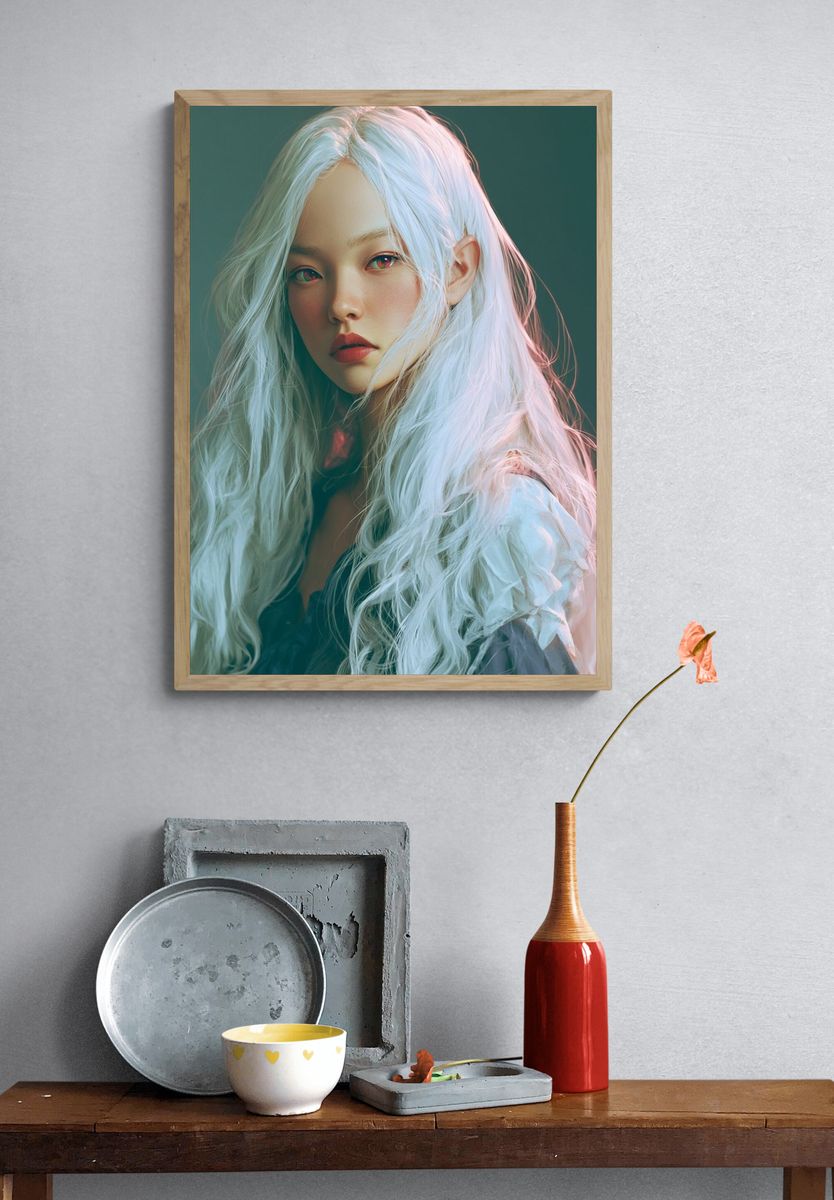 White-Haired Portrait Photography Poster. — room view 3