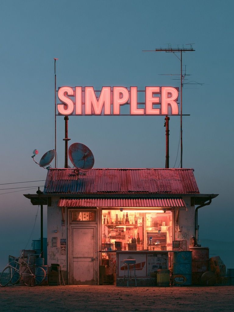 Neon Simpler Shack Photography Poster. poster detail