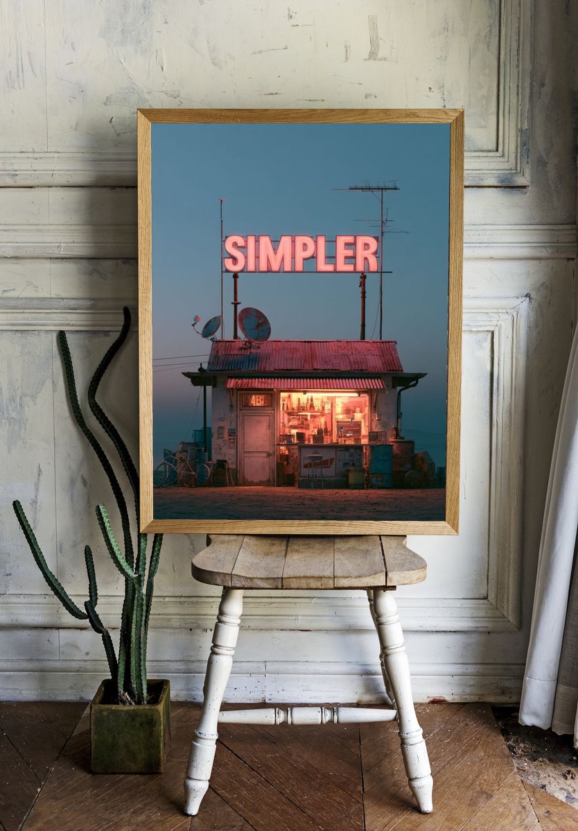 Neon Simpler Shack Photography Poster. — room view 1
