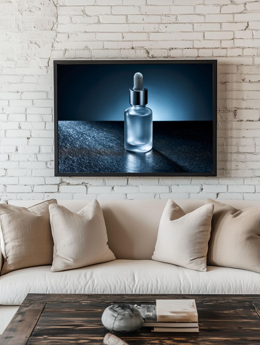 Frosted Dropper Bottle Photography Poster. room preview
