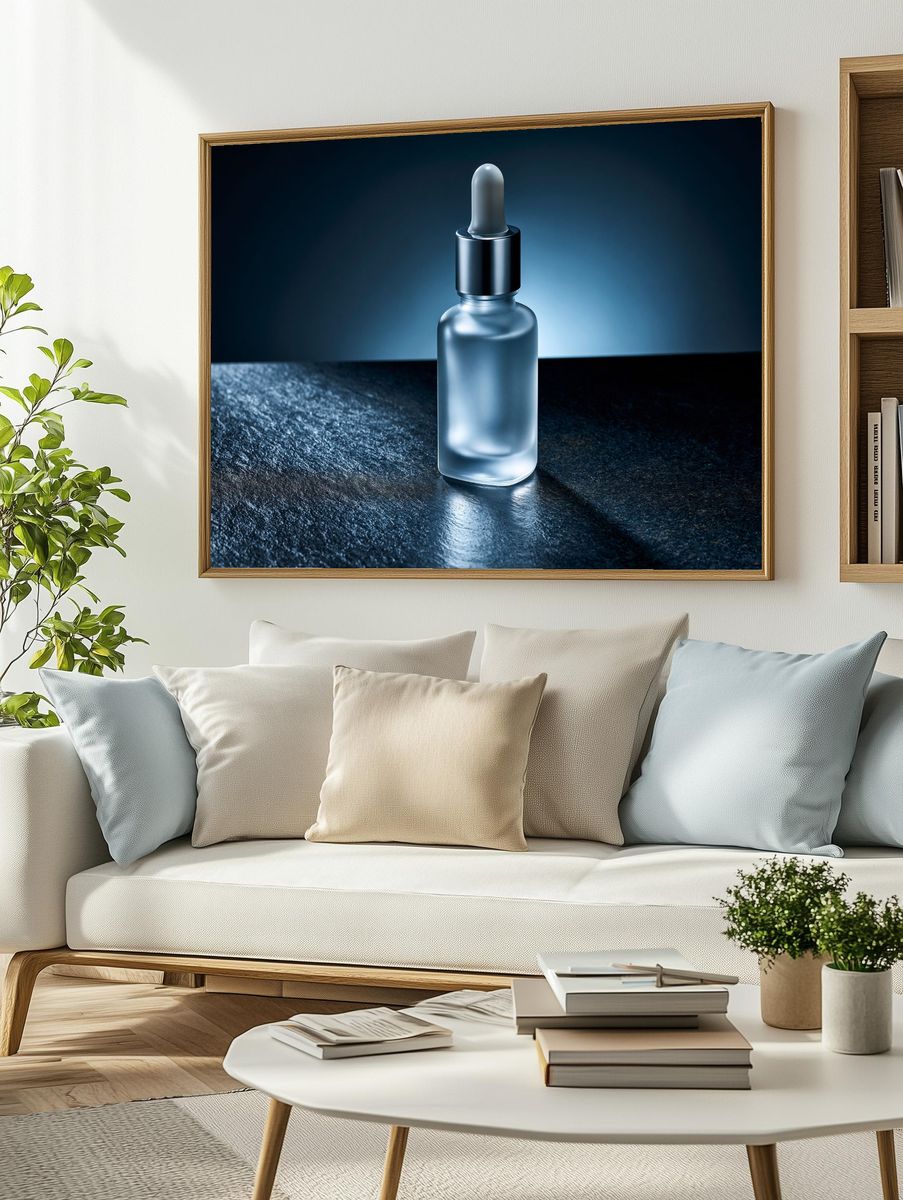 Frosted Dropper Bottle Photography Poster. — room view 2