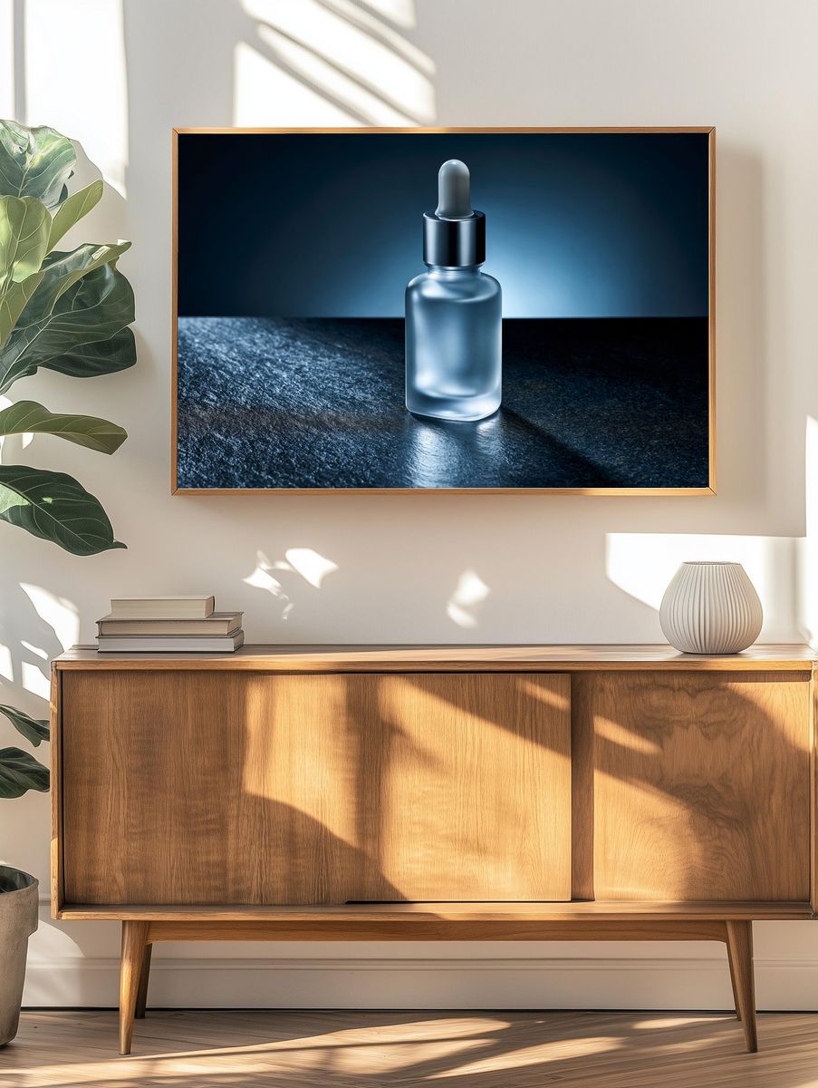 Frosted Dropper Bottle Photography Poster. — room view 3