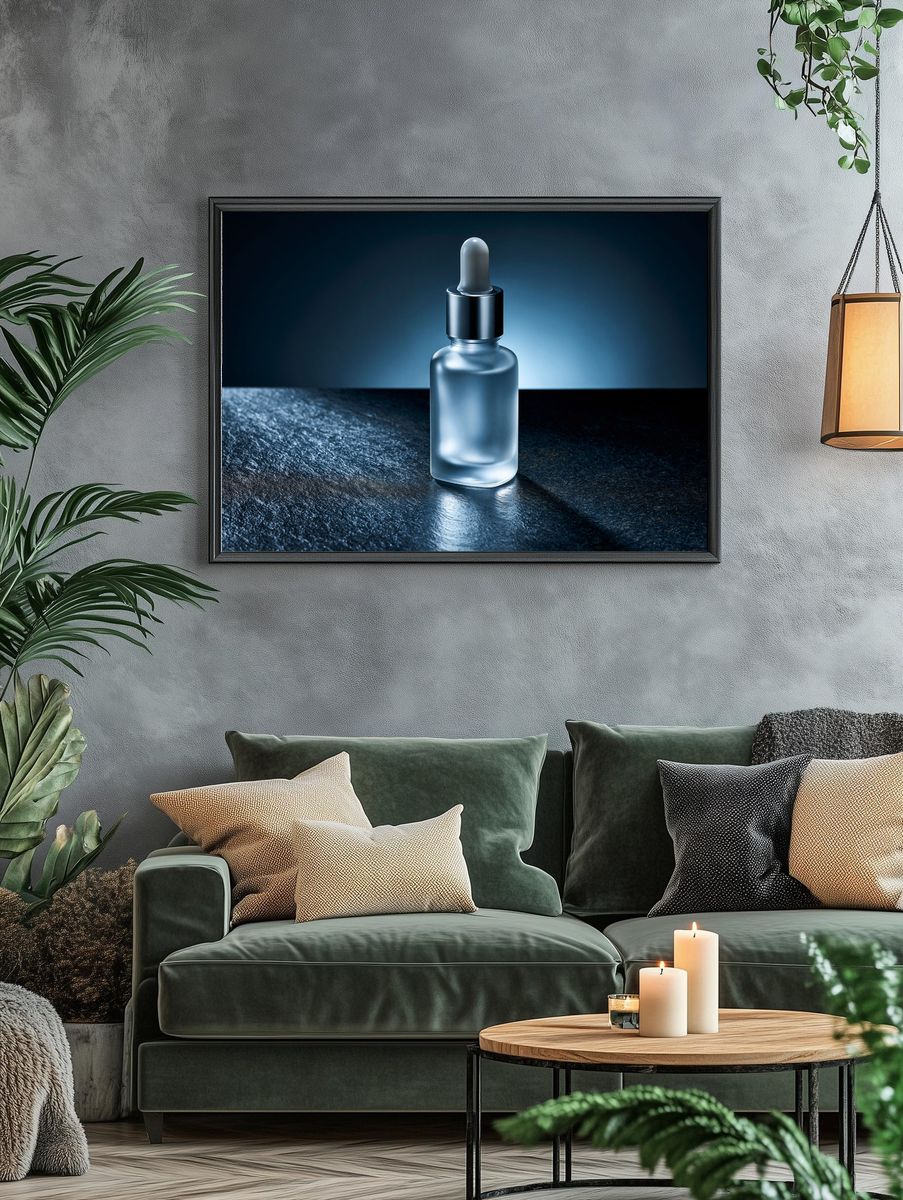 Frosted Dropper Bottle Photography Poster. — room view 4