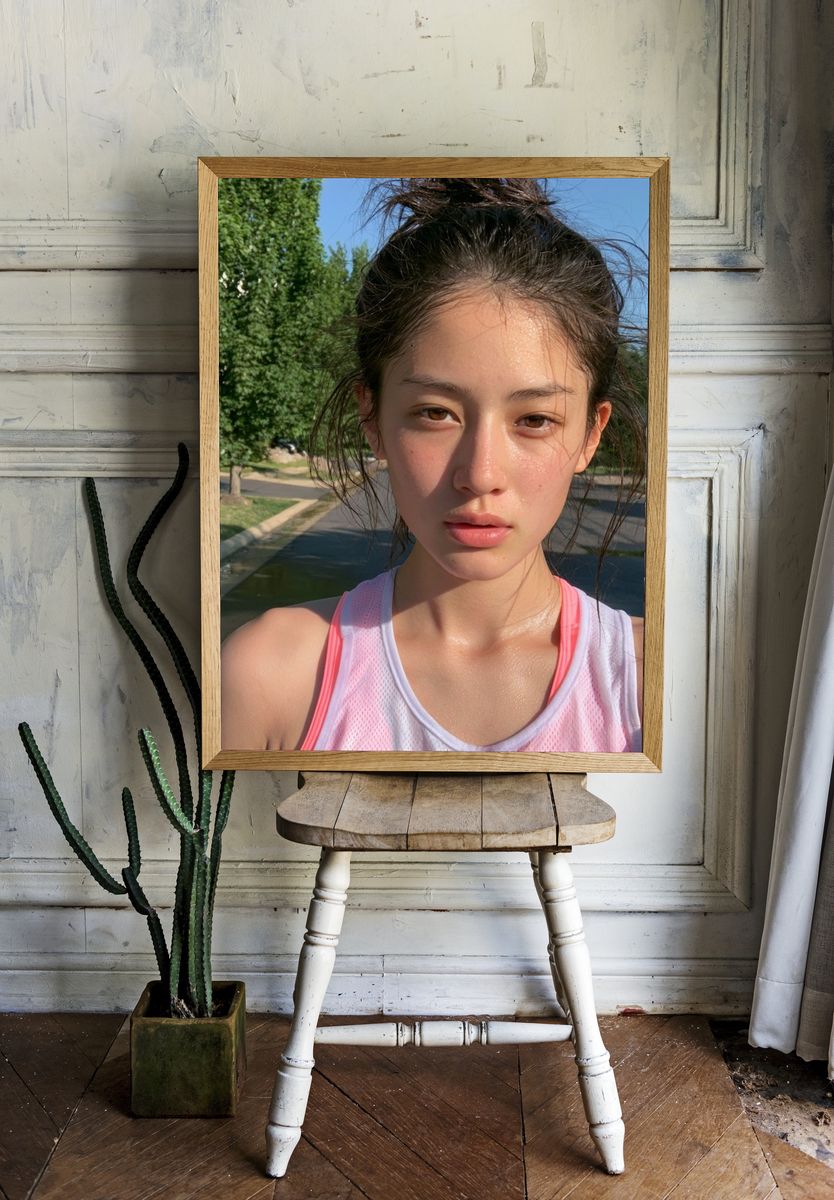 Sunlit Runner Portrait Print. room preview