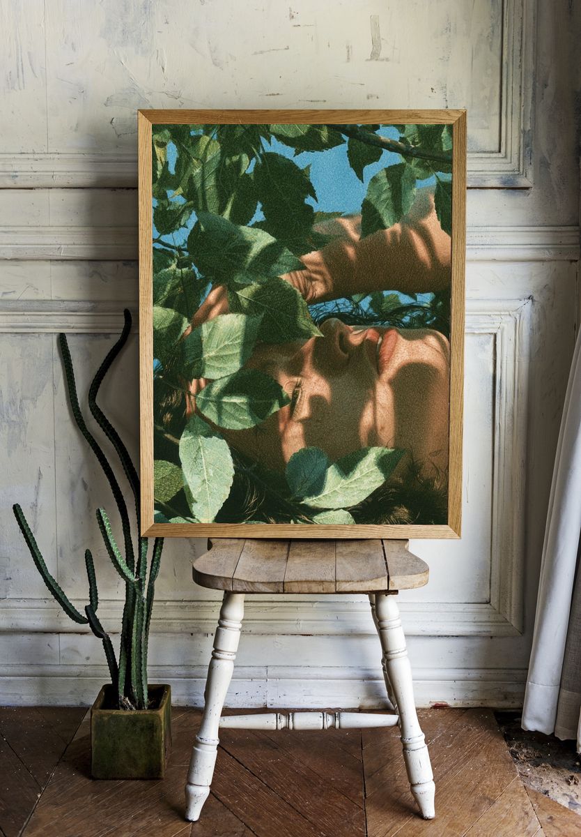 Leaf Shadow Portrait Print. room preview