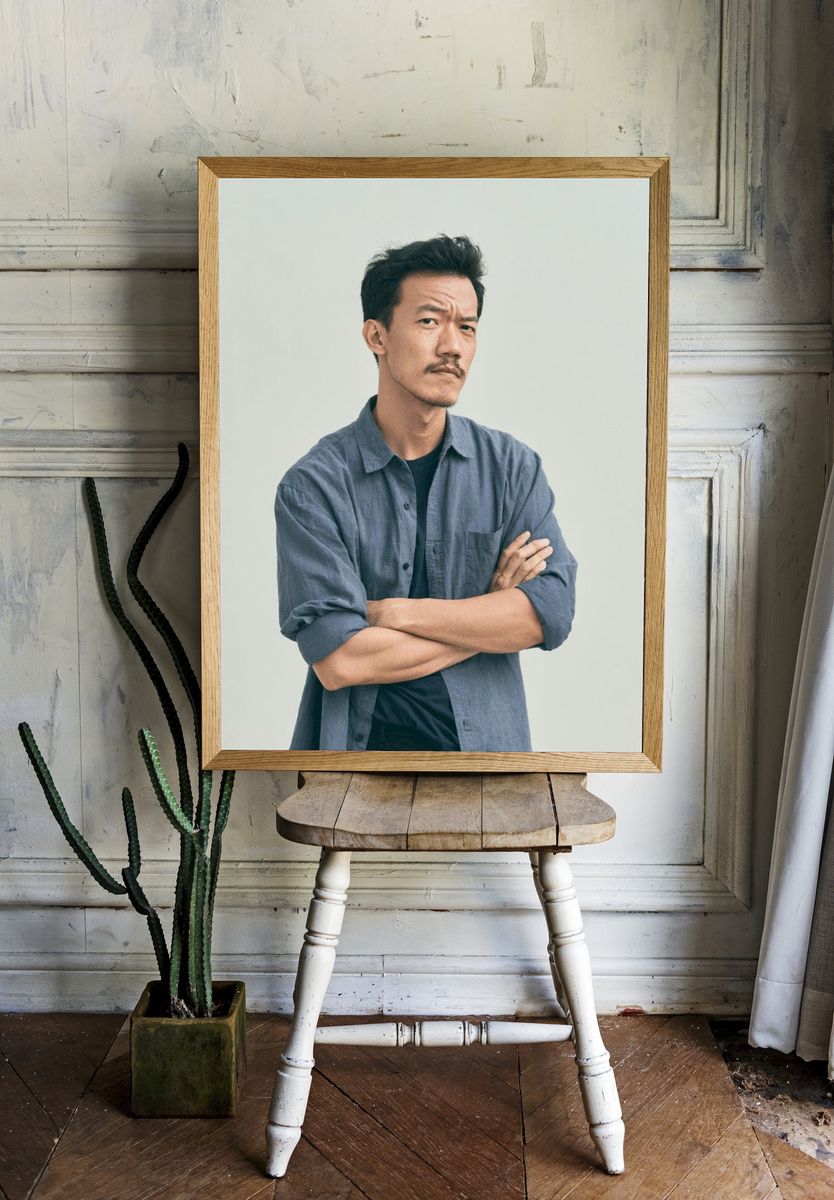 Contemplative Man Portrait Poster. room preview