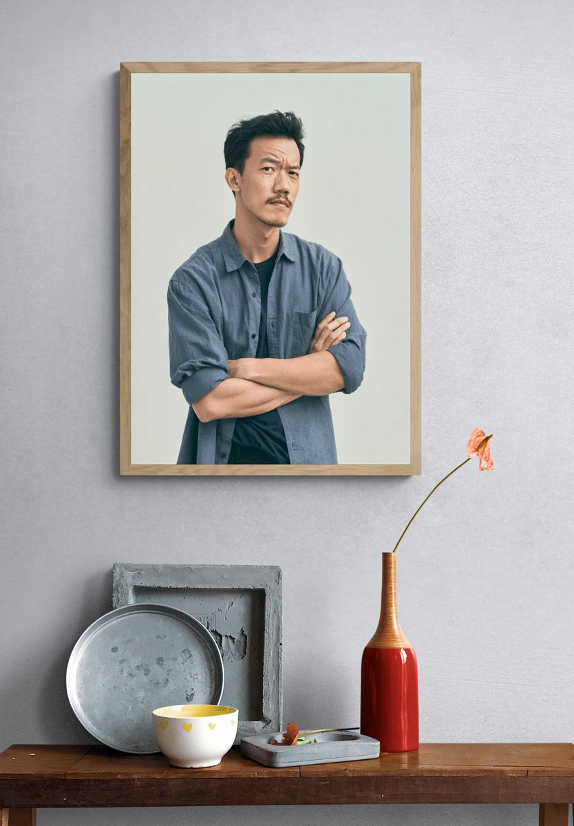 Contemplative Man Portrait Poster. — room view 3