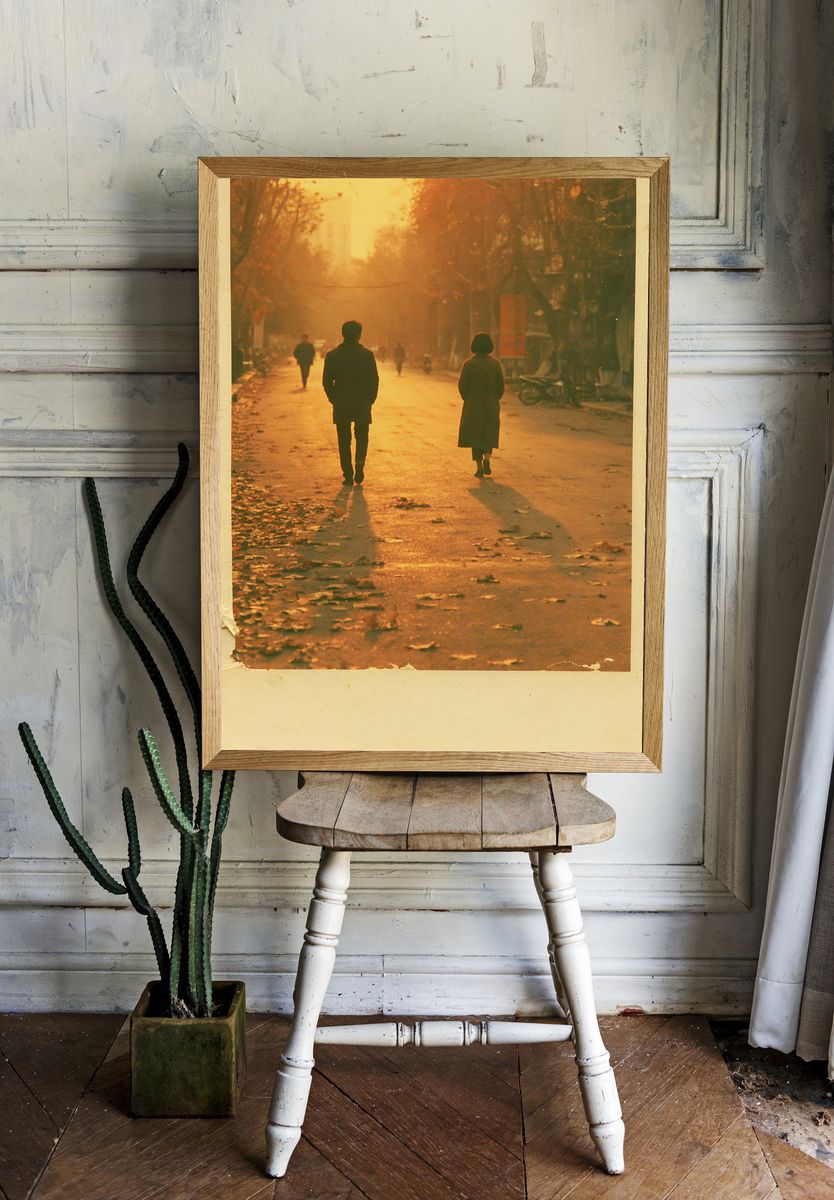Golden Street Walk Photography Poster. room preview