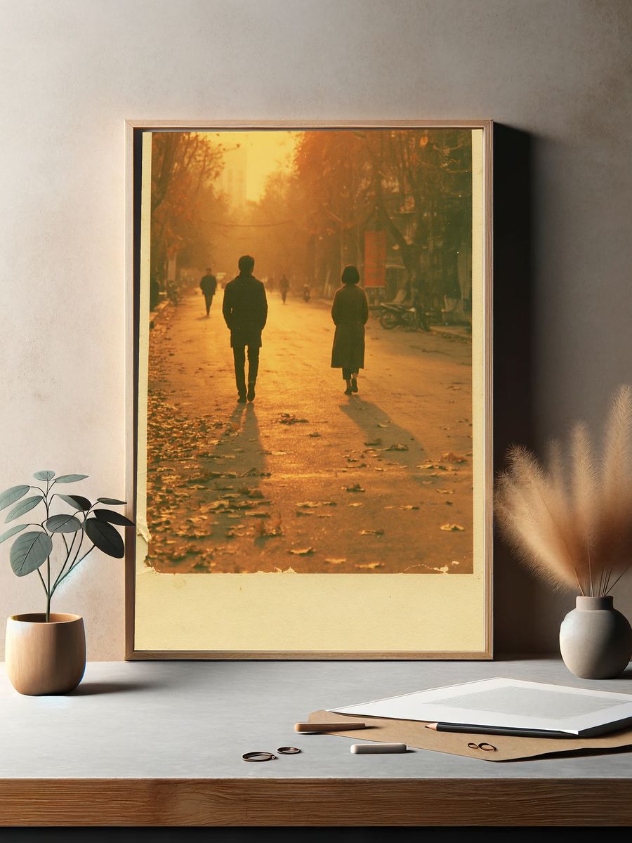 Golden Street Walk Photography Poster. — room view 2