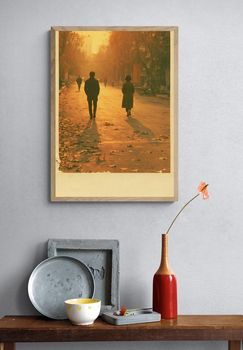Golden Street Walk Photography Poster. — room view 3