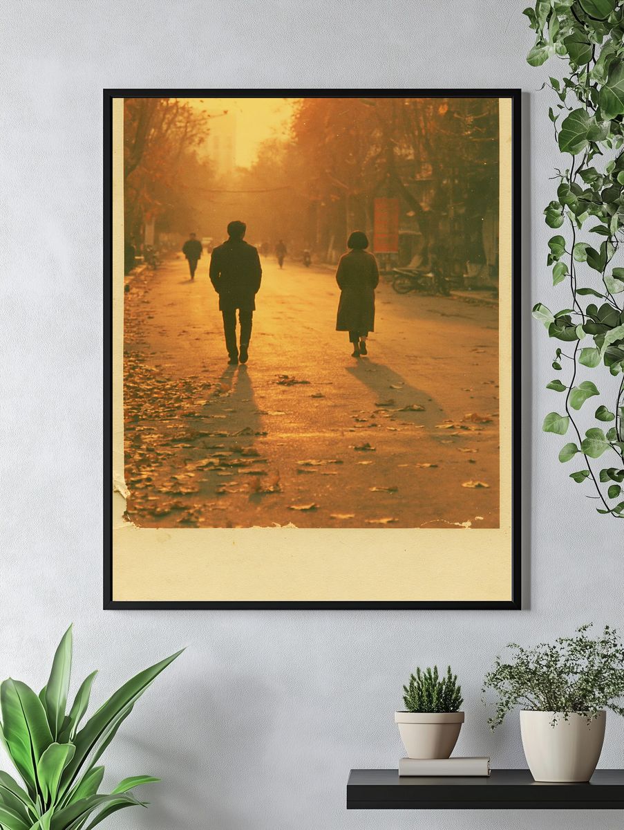 Golden Street Walk Photography Poster. — room view 4