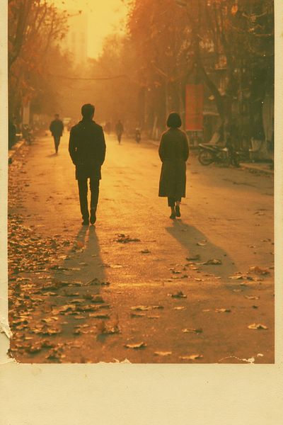 Golden Street Walk Photography Poster.