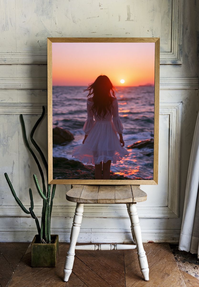 Sunset Seaside Silhouette Photography Poster. room preview