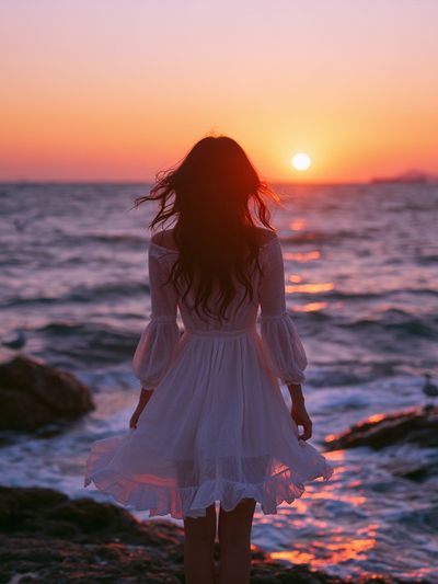 Sunset Seaside Silhouette Photography Poster.