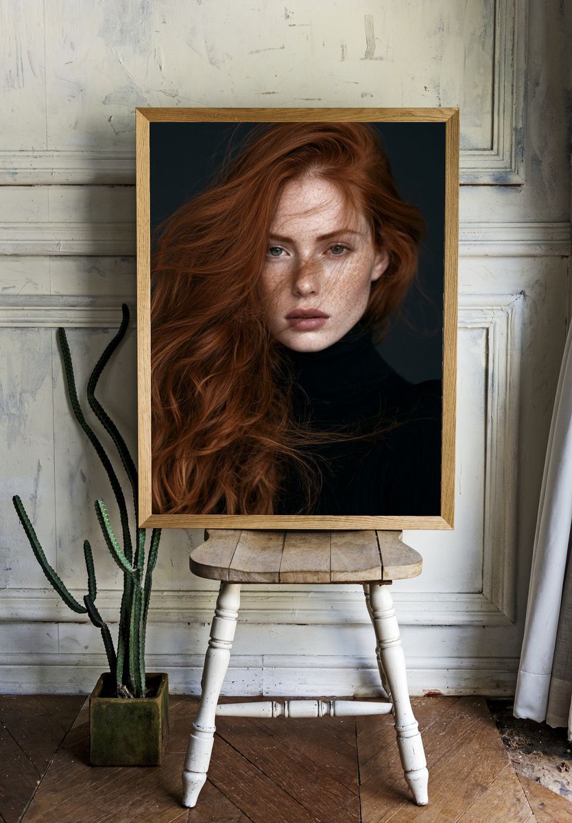 Red-Haired Portrait Photography Poster. room preview