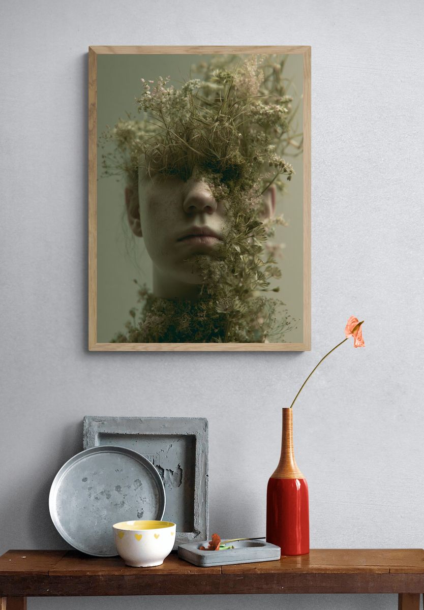 Botanical Face Portrait Print. — room view 3
