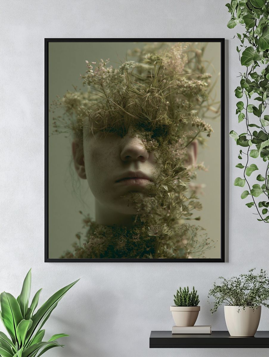 Botanical Face Portrait Print. — room view 4