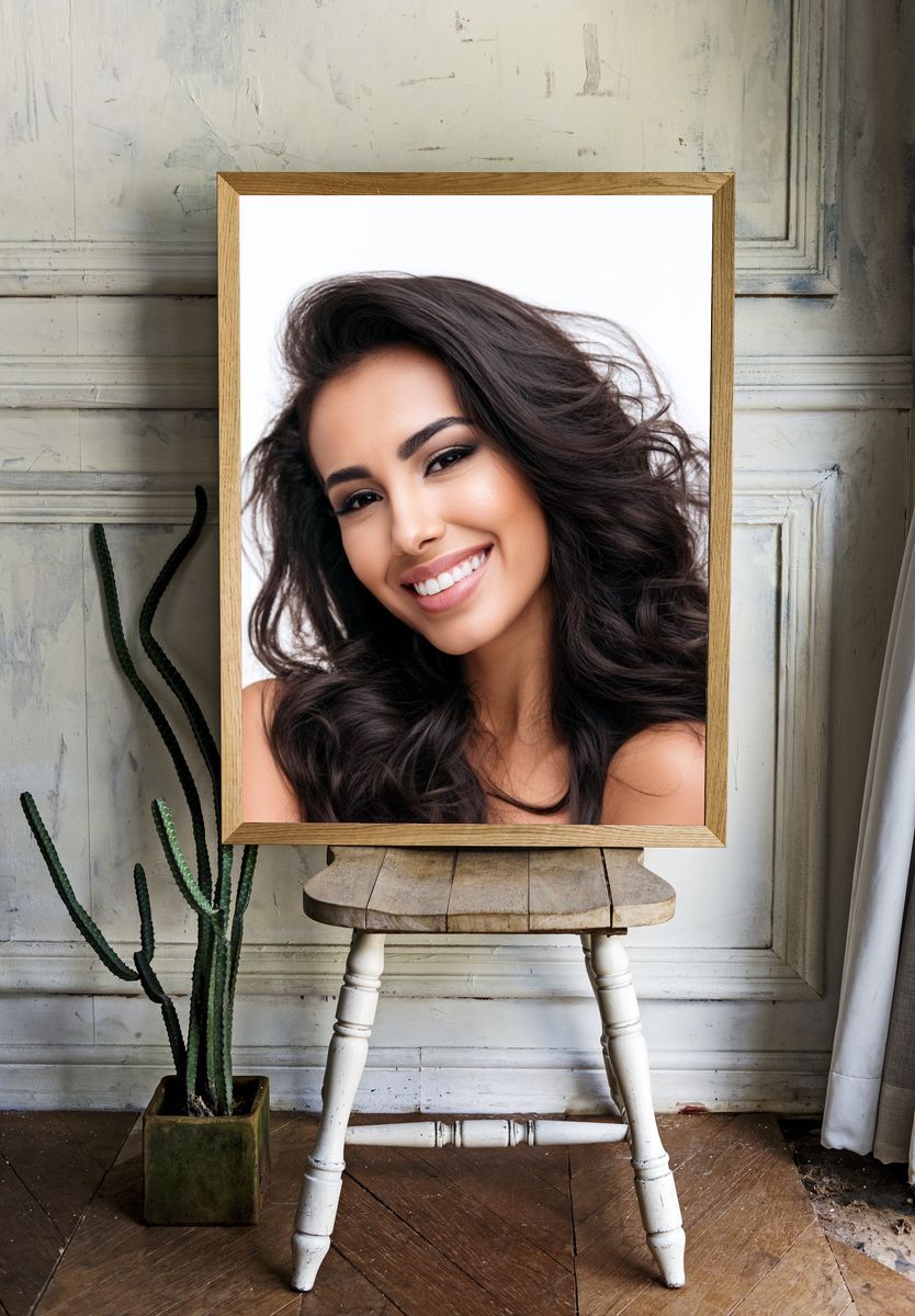 Smiling Woman Portrait Print. room preview
