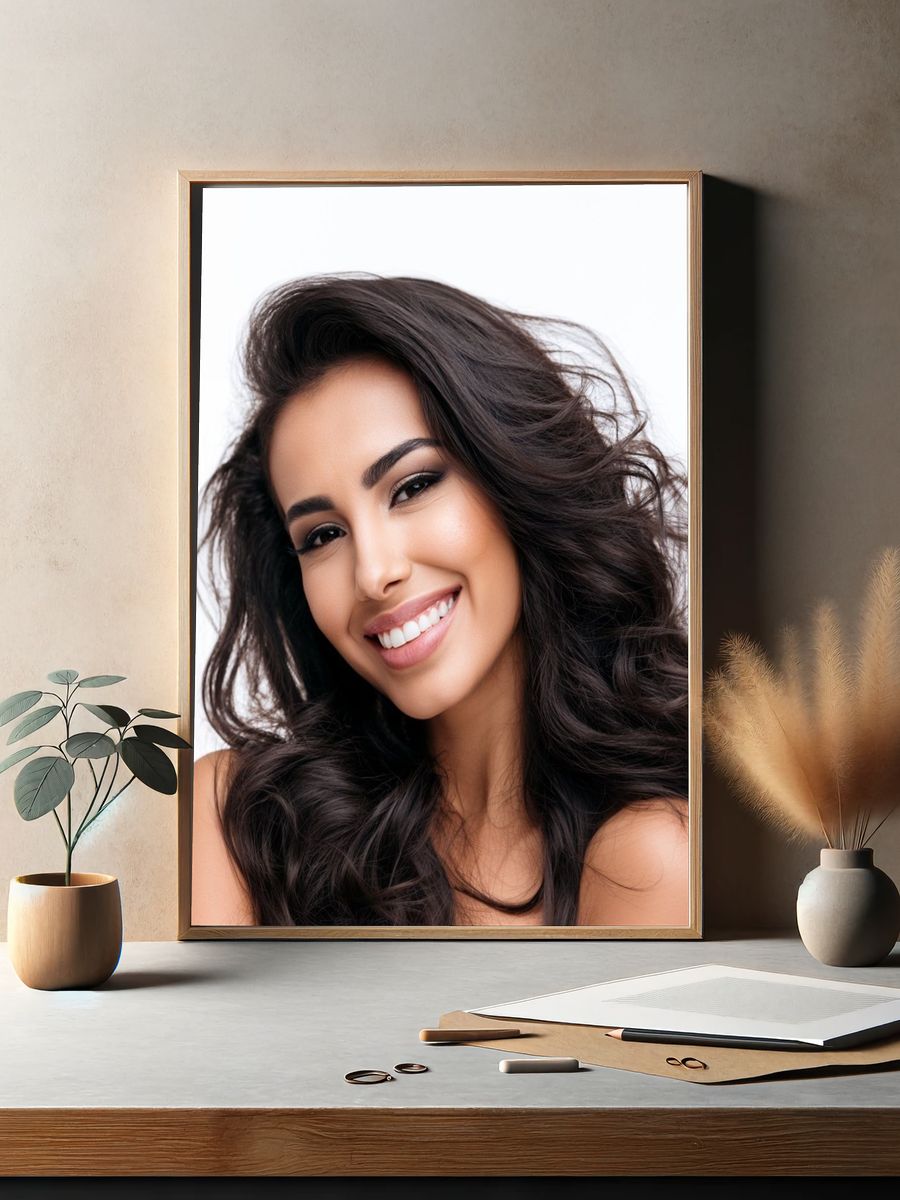 Smiling Woman Portrait Print. — room view 2
