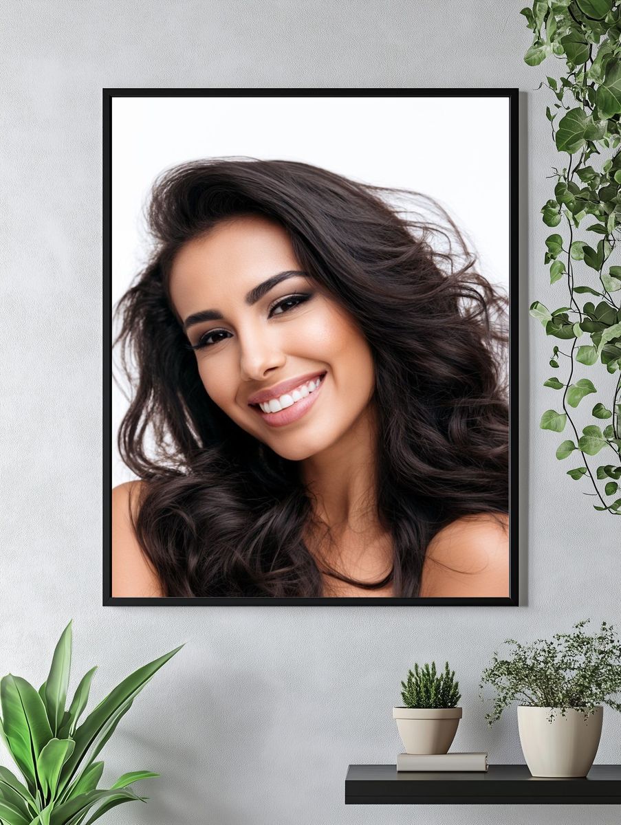 Smiling Woman Portrait Print. — room view 4
