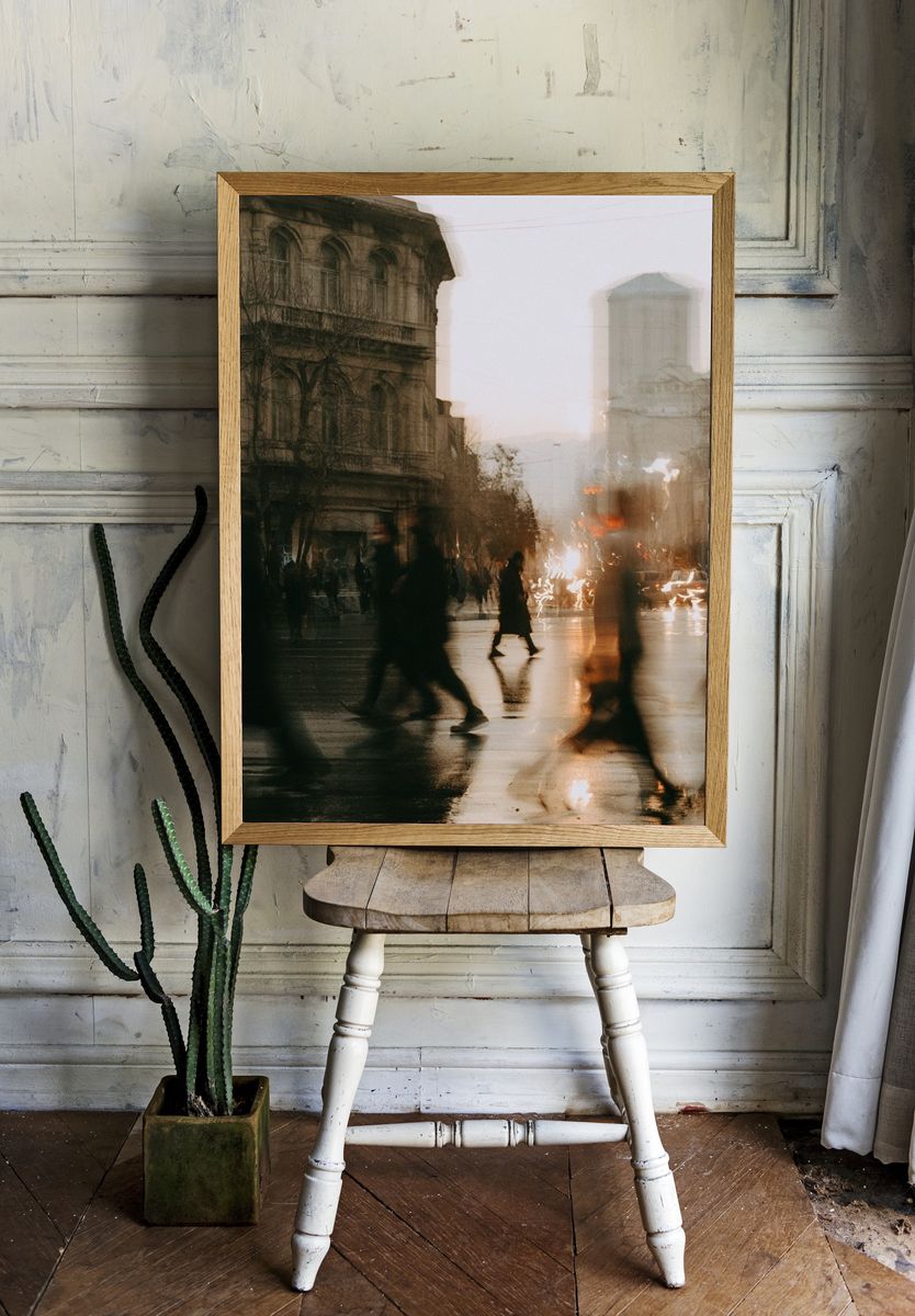 Rainy City Crossing Photography Poster. — room view 1