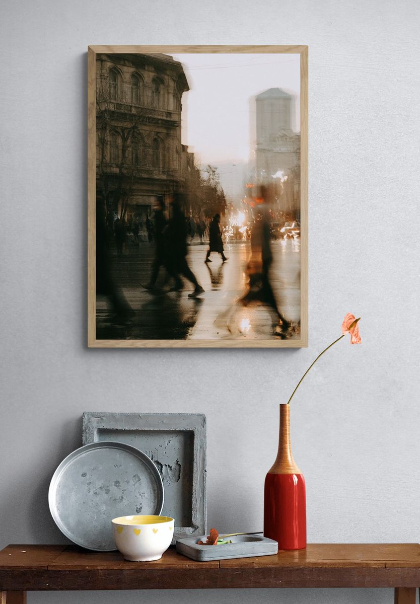 Rainy City Crossing Photography Poster. — room view 3
