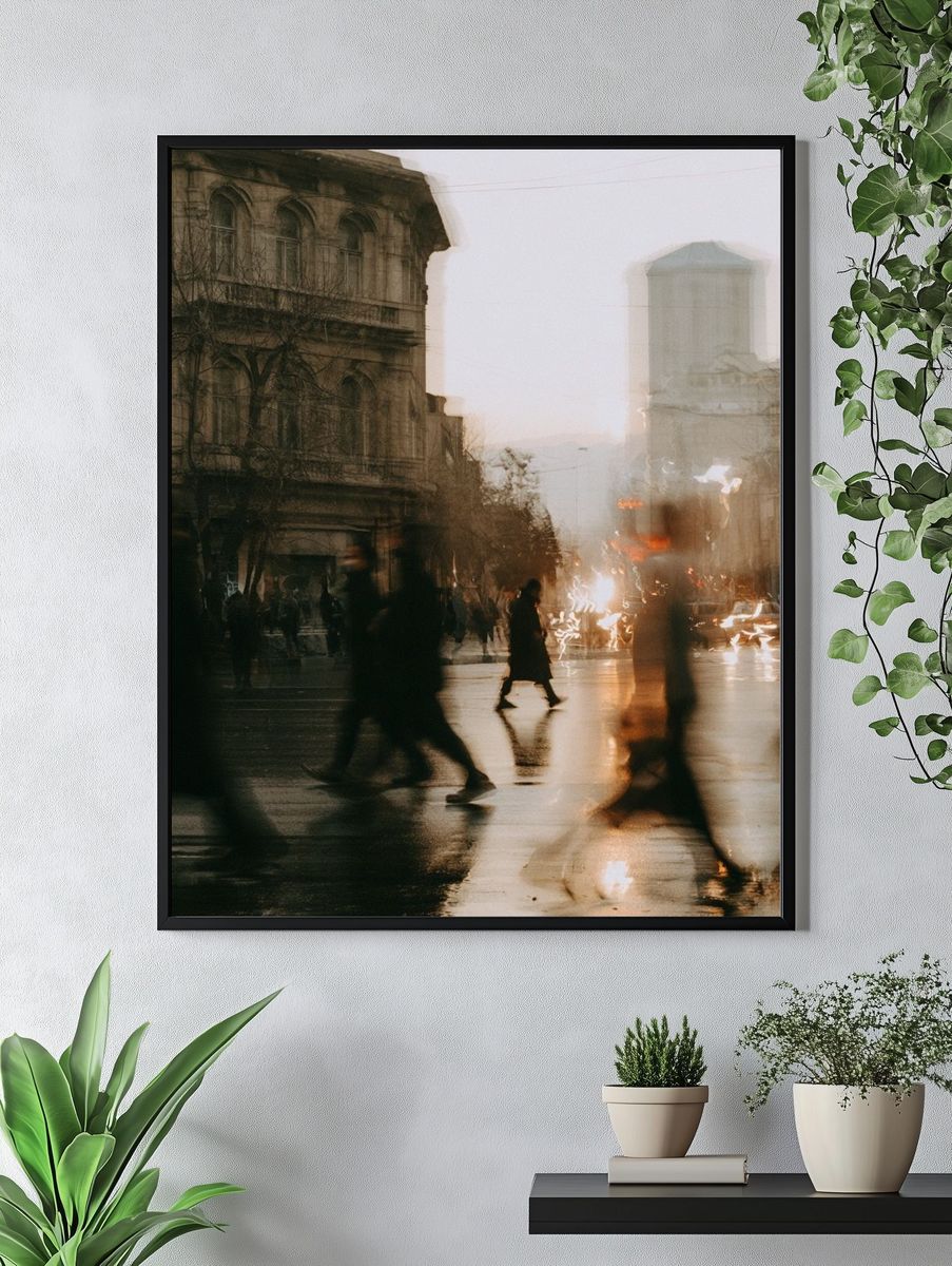 Rainy City Crossing Photography Poster. — room view 4