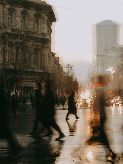 Rainy City Crossing Photography Poster. poster