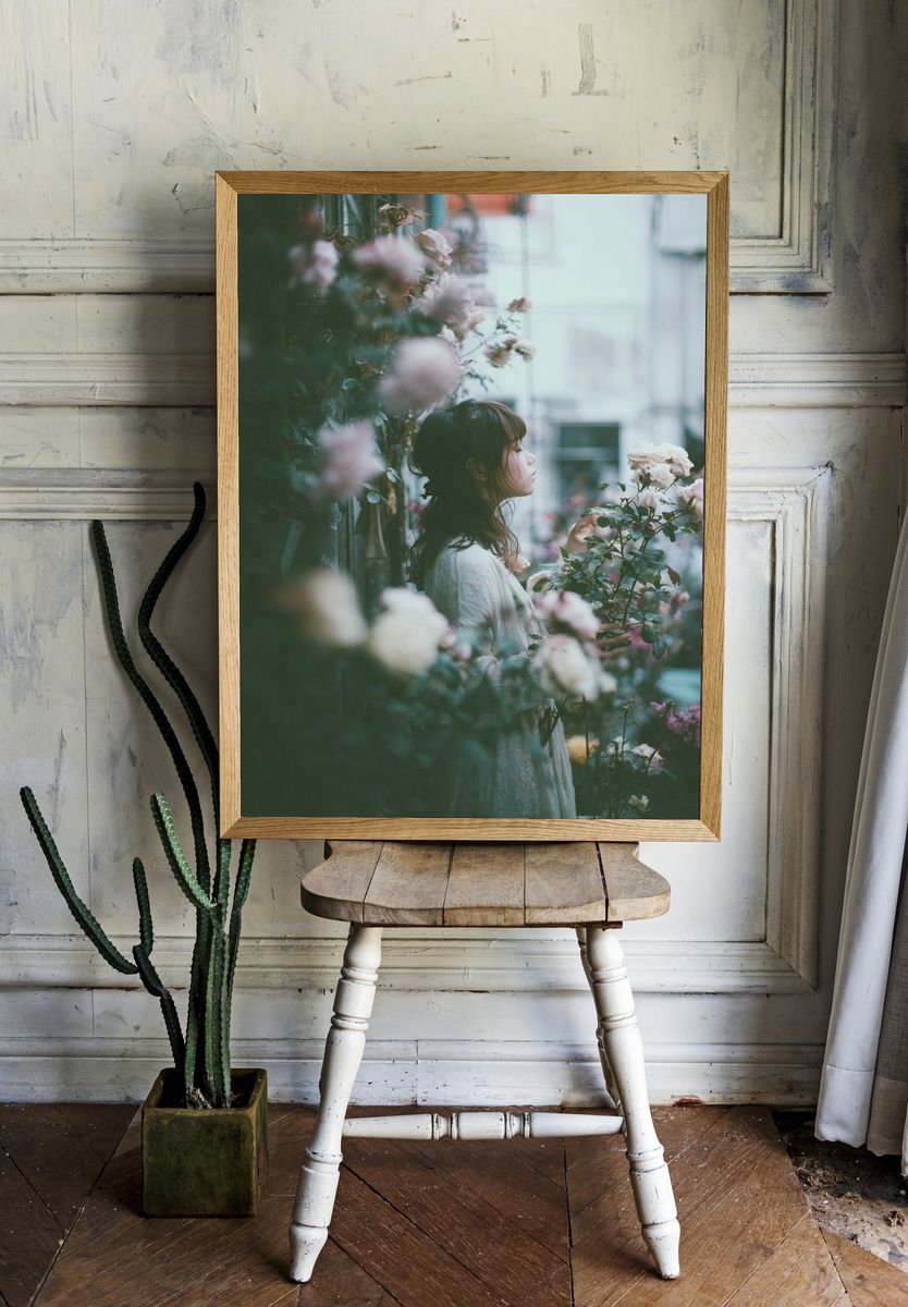 Woman Among Roses Photography Poster. room preview